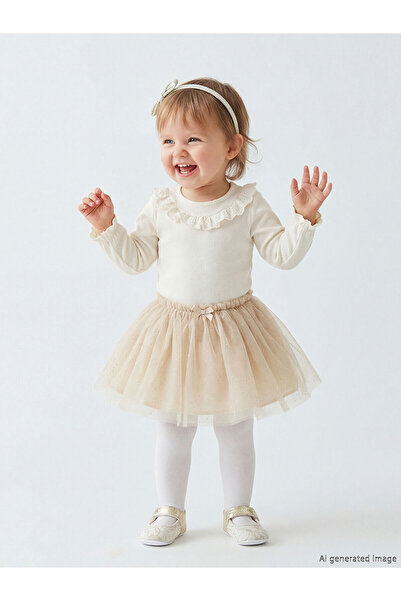 LC Waikiki Nevavm Baby Girl Tutu Skirt with Elastic Waist and Contrast