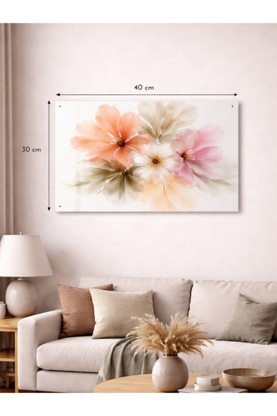 30x40 cm Pleksi Tablo – Soyut Çiçek Tasarımı | Modern Duvar Dekoru (Yatay)