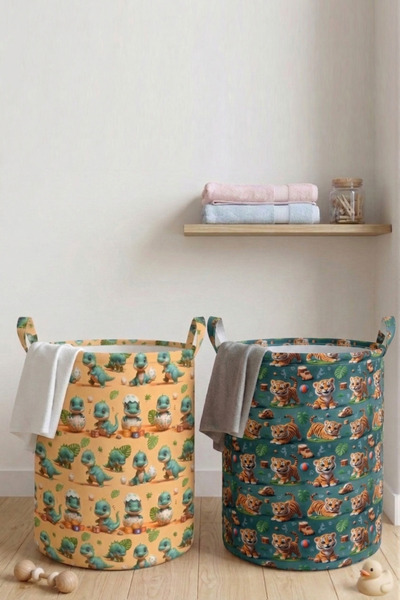 Paris Home 2 Patterned Children's Toy Baskets – Foldable Toy Storage Basket O...
