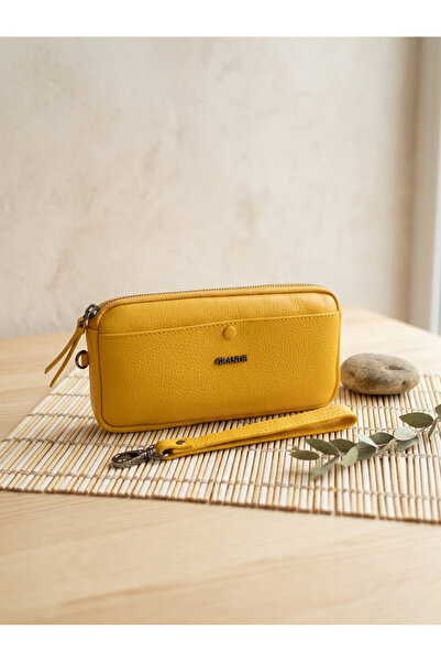 PASSTELL محفظة نسائية وحامل هاتف من الجلد الطبيعي 100%