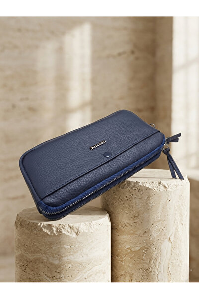 PASSTELL محفظة نسائية وحامل هاتف من الجلد الطبيعي 100%