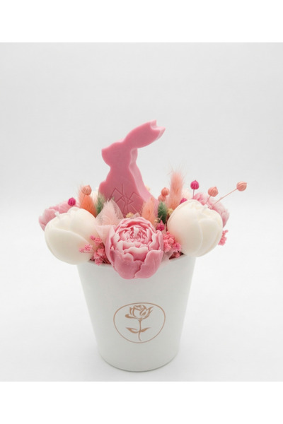 OEM PREMIUM Easter Arrangement, Special Edition with Pink Bunny and Peonies, ...
