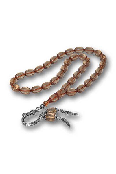 Inure Jewelry Fire Amber Rosary with Silver Tassels
