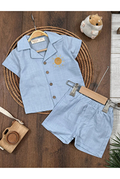 Bolly Baby Linen Sun Embroidered Front Buttoned Summer Baby Boy Suit