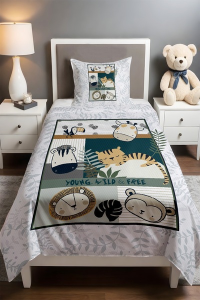 EVPANYA Little Explorers Safari Patterned Single Baby Kids Pique Set