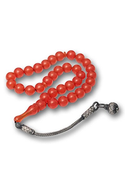 Inure Jewelry Silver Ball Kazaz Tassel Round Clasp Amber Prayer Beads