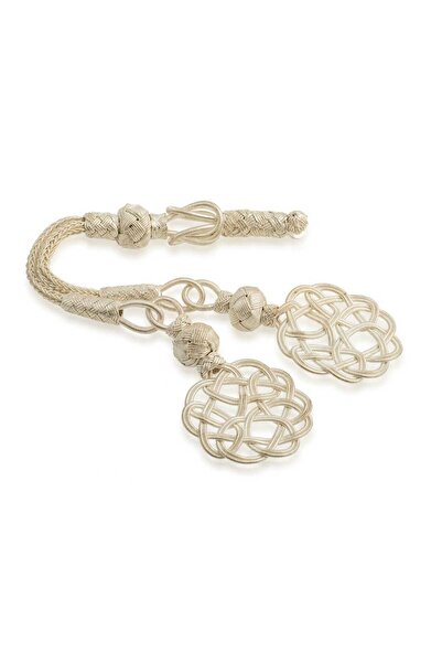 Inure Jewelry ​ سبحة تسبيح فضية مزدوجة الرأس من صنع ترابزون مع شرابة