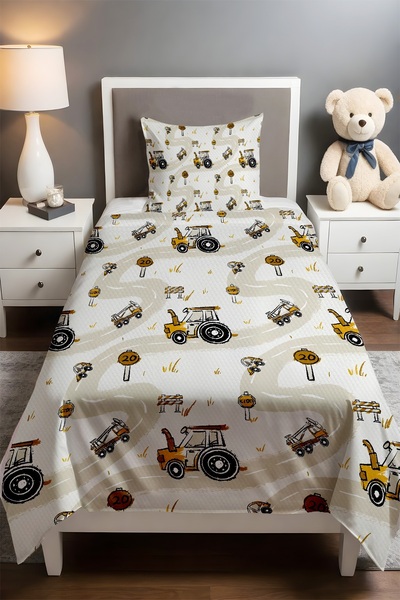 EVPANYA Small Construction Site Patterned Single Baby Child Pique Set