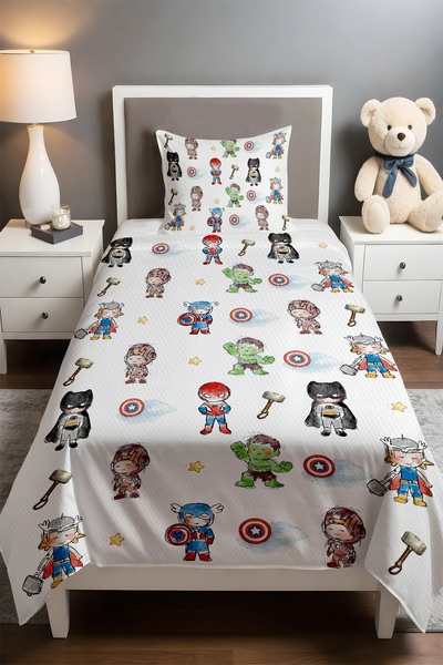 EVPANYA Hero Friends Patterned Single Baby Kids Pique Set