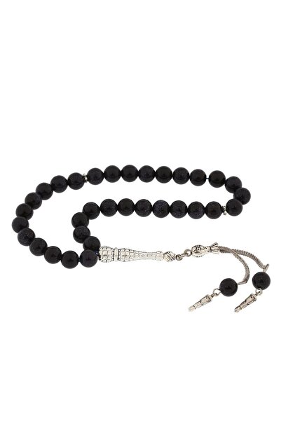 Inure Jewelry ​ Rozariu din piatră naturală cu ciucuri metalice, albastru înc...