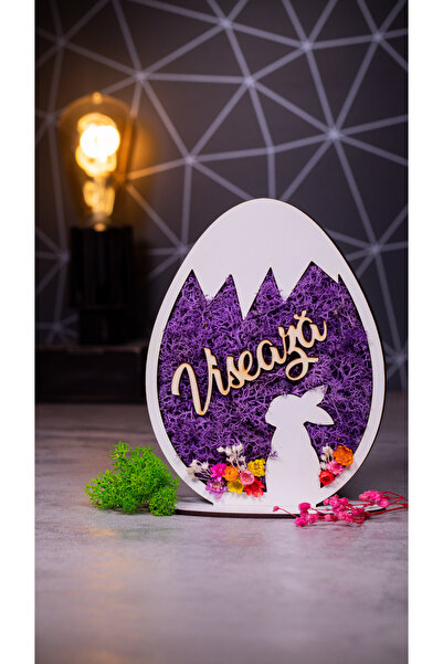 Creators of Crafts Decoratiune Ou Cu Licheni - Cu Iepuras, 11x15cm