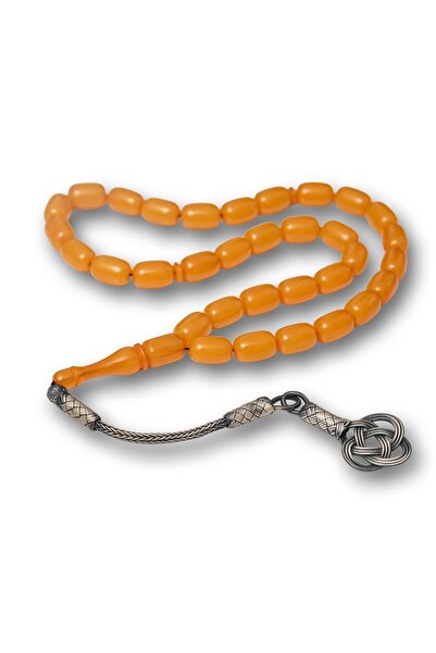 Inure Jewelry Ασημί Καζάζ Φούντα Κάψουλα Κομμένη Κίτρινη Κεχριμπάρι Χάντρα Πρ...