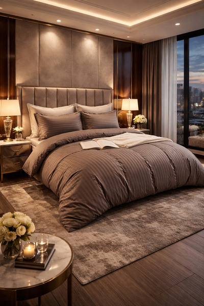 Casa Pucioasa Damask Finet Bedding Set 6 Pieces, Fitted Sheet, 230x250 elasti...