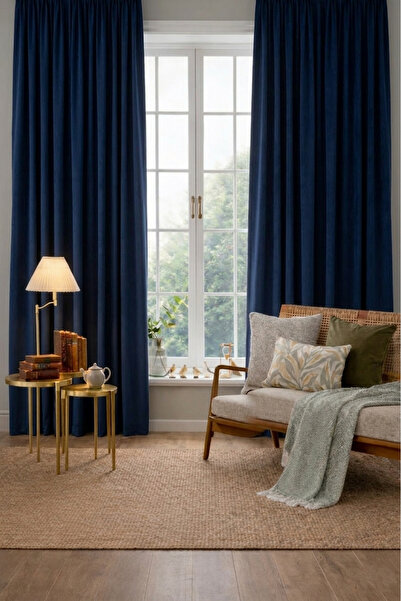 Wowlays Home Κουρτίνα ηλιοπροστασίας σε σκούρο μπλε χρώμα με πυκνή υφή, με απ...