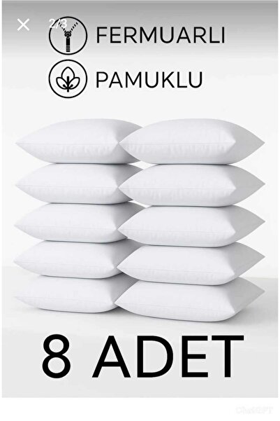 AYHOME Pamuklu Fermuarlı İç Yastık Kılıfı Beyaz Renkli İç Astar 10 ' Lu Yastı...