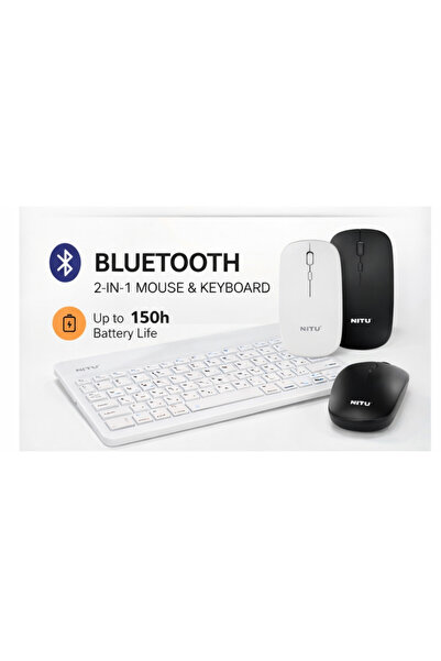 Generic مجموعة لوحة مفاتيح وماوس لاسلكية بتقنية البلوتوث قابلة لإعادة الشحن، ...