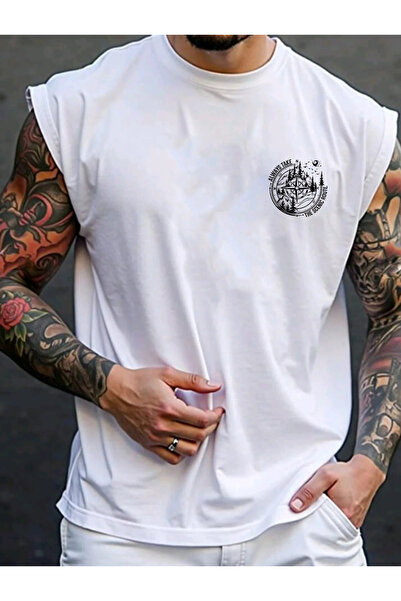 SUNFREE PUSULA Мъжка тениска без ръкави с принт, спортна, овърсайз