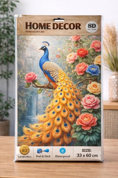 OEM 8D Decorative Wall Sticker with Peacock and Flowers, Elegant Home Decor -...