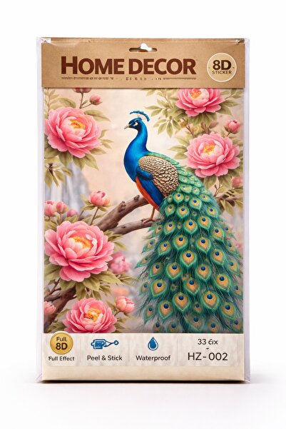 OEM 8D Decorative Wall Sticker with Peacock and Flowers, Elegant Home Decor -...