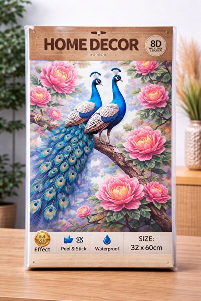 OEM 8D Decorative Wall Sticker with Peacock and Flowers, Elegant Home Decor -...