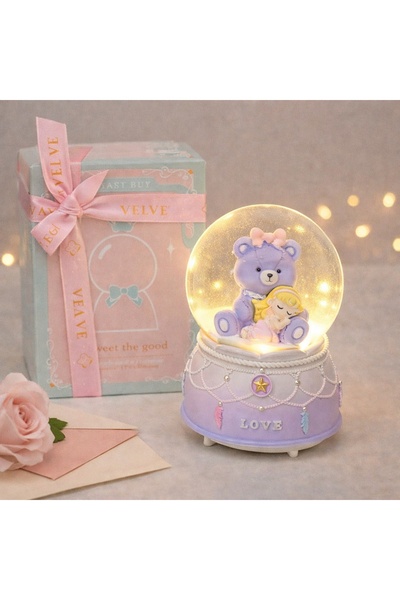 velve Φωτιζόμενο μουσικό φωτιστικό σε σχήμα αρκουδάκι και κούκλα, παστέλ διακ...