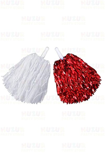 GOLDCENTER Kırmızı Beyaz Renkli 2'li 23 Nisan Ponponu Amigo Gösteri Okul Ponp...