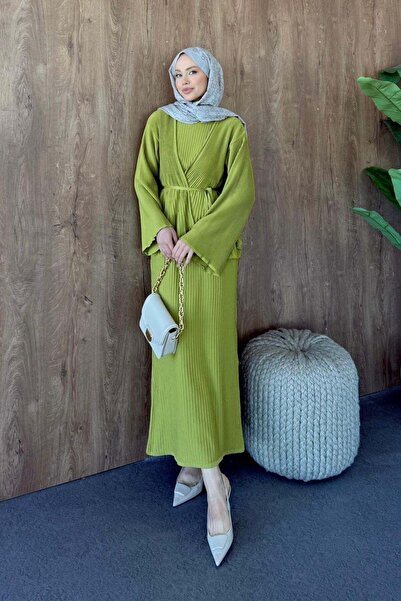 Hazamoda Φόρεμα Μέδουσα Τζιλέ Λαδί Πράσινο