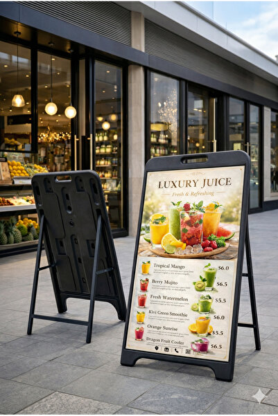 Grand City Media ستاند إعلاني مضيئ LED بقاعدة مائية مقاومة للرياح - 60×90 سم