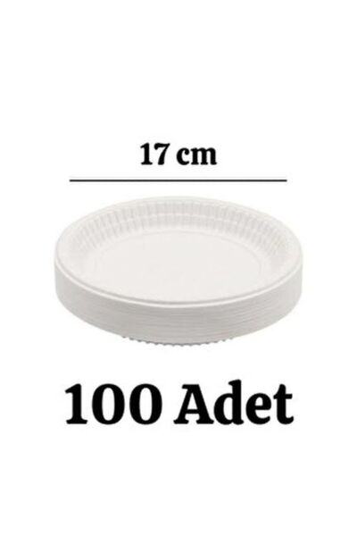 ÇELİKER Beyaz Plastik Tabak 170 mm (17Cm) – Tek Kullanımlık Dayanıklı Yemek T...