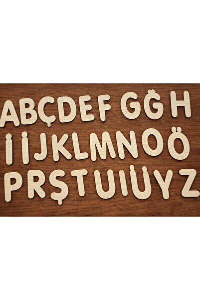 Bigibigi Ahşap Harf Seti 4-5cm Eğitici ve dekoratif Montessori Eğitici Oyunca...