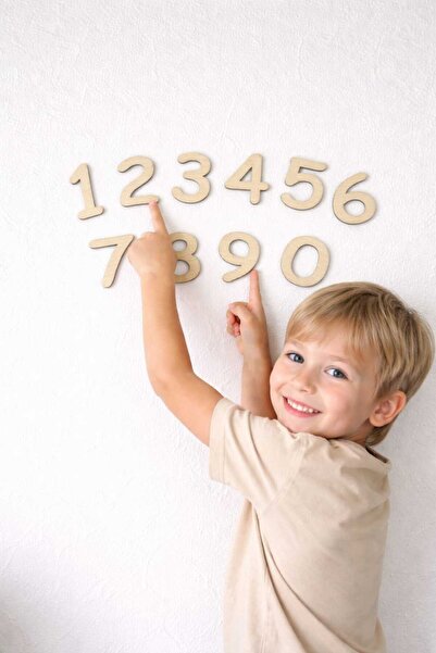 Bigibigi Ahşap Rakam Seti 0-9 Eğitici Oyuncak Montessori Sayı Öğrenme Dekoratif Boyanabilir Rakam (3-4)cm