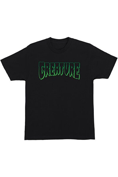 Creature Tricou negru cu contur logo