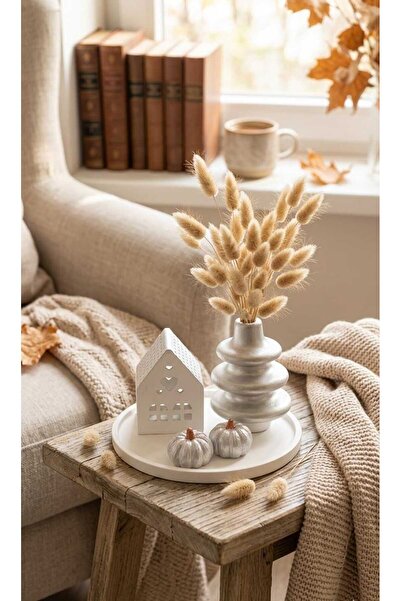 MERCANN El Yapımı EV-Bal Kabağı-Halka Vazo Dekoratif Obje Minimalist Set