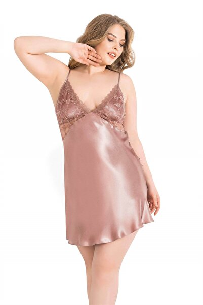 PRIMODA Women's, mink, plus size satin nightgown