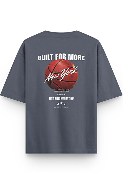 Overoz Basketball New York Back Printed Semi Oversize Smoked Tshirt 1420