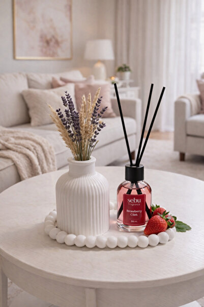 by burcu doğan Dekoratif Set - Dokulu Dekoratif Vazo ve Oda Kokusu Ve Tepsi 3...