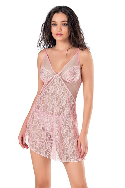 PRIMODA قميص نوم نسائي، وردي، قصير من التول