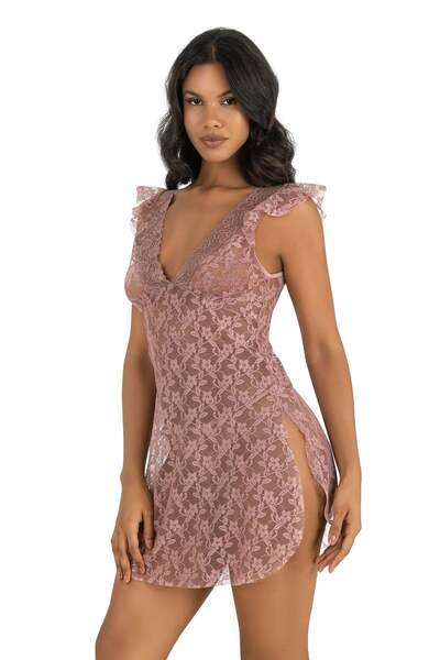 PRIMODA Women's, mink, short tulle nightgown