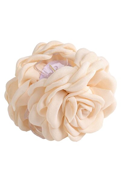 OEM Ecru Hair Clip with Textile Rose for Women 9 centimeters