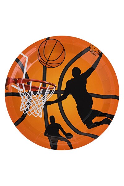 OEM Orange Cardboard Party Plates Set with Basketball Pattern 23 centimeters ...