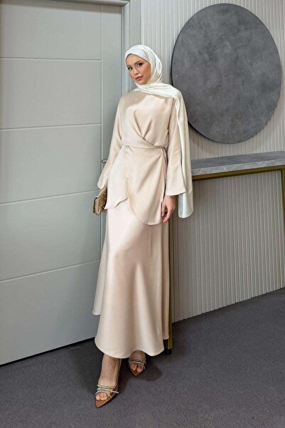 Hazamoda Σετ Σατέν Όλγα Μπεζ