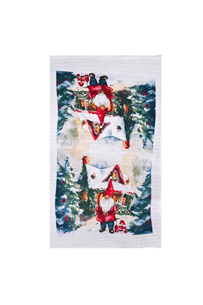 OEM Prosop din Bumbac de Bucatarie Alb de Craciun cu Model Gnome 60x35cm