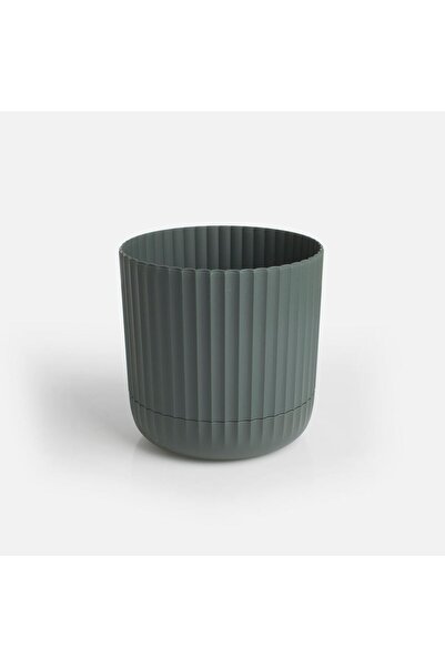 OEM Plastic Flower Pot with Built-in Saucer Khaki Ø13x13cm 1.3L