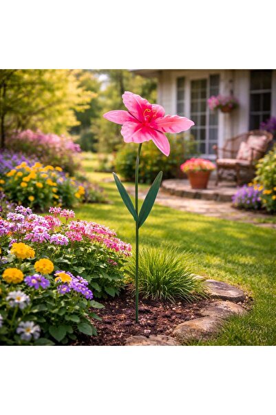 OEM Stick de Gradina cu Floare Roz 72 centimetri