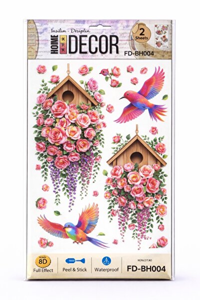 OEM 8D Decorative Wall Sticker with Birdhouses, Flowers and Colorful Birds, H...