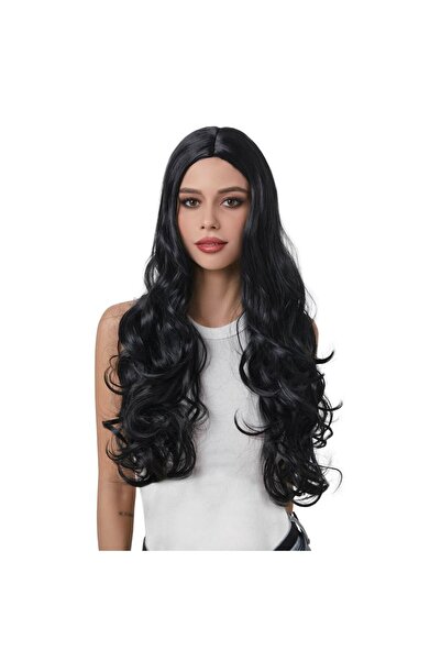 OEM Μαύρη περούκα μεταμφίεσης με μακριά κυματιστά μαλλιά
