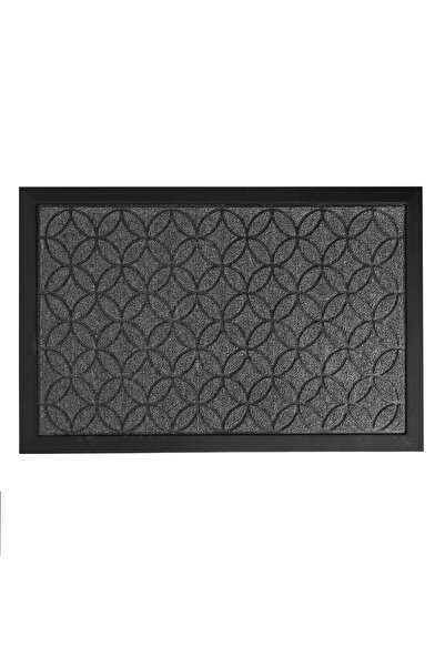 OEM Black Grey Entrance Mat with Embossed Diamonds & Circles 60x40cm