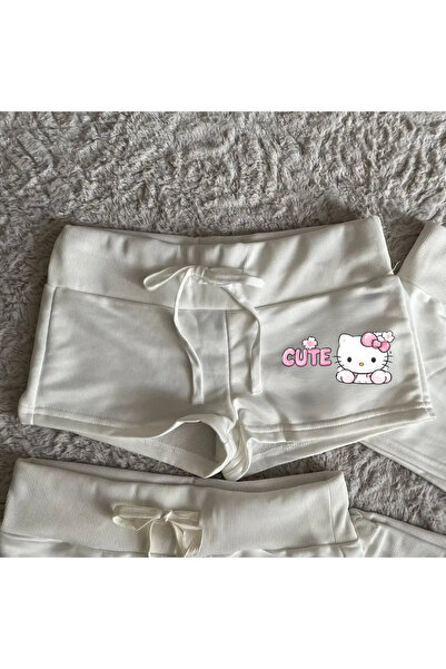 Gofeel Cute Hello Kitty Written Mini Shorts
