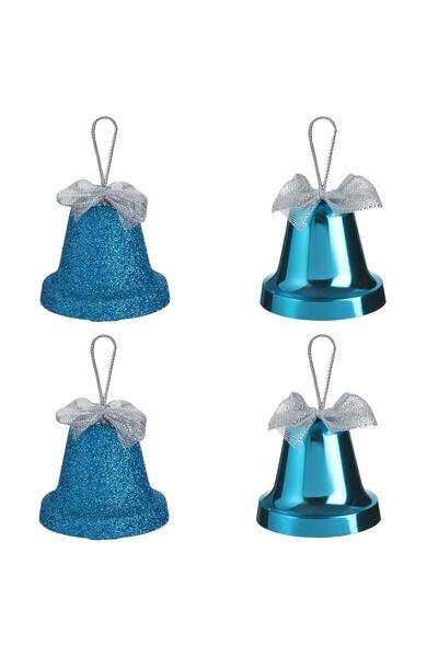 OEM Σετ Χριστουγεννιάτικων Στολιδιών: Τυρκουάζ Καμπανάκια, Ασημένιος Φιόγκος ...