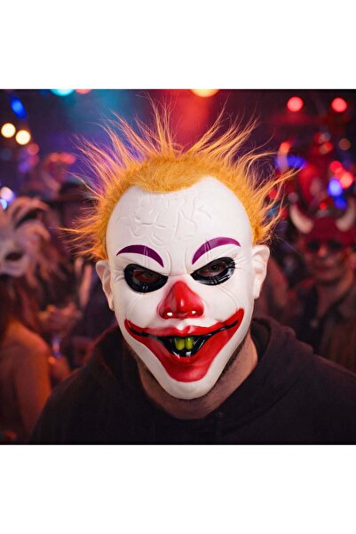 OEM Masca Deghizare Fata Clovn Infricosator cu Par Portocaliu